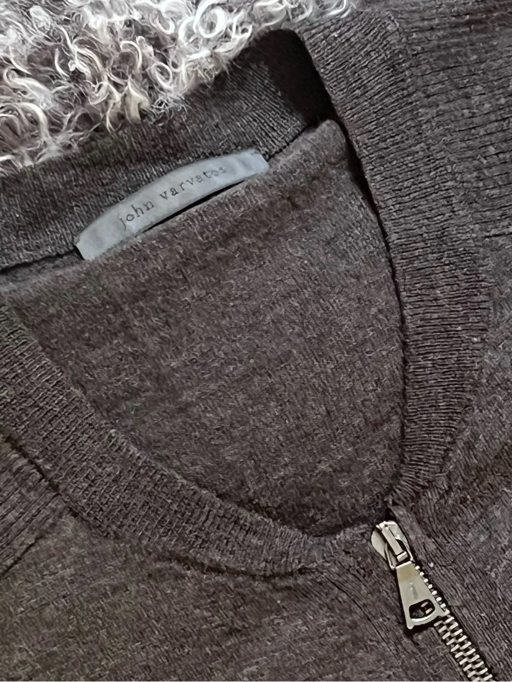 John Varvatos Men's Brown Full-Zip Knit Cardigan